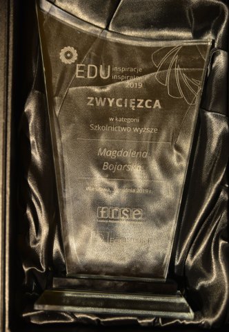 Magdalena Bojarska zwycięzcą tegorocznego konkursu EDUinspirator 2019 w kategorii szkolnictwo wyższe