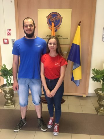 Viktoriia Basha i Łukasz Mac na Erasmusie w Wyższej Szkole Zarządzania Bezpieczeństwem w Koszycach – Słowacja